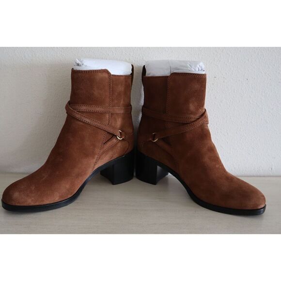 Rag & Bone Women's Sz 7 Hazel Brown Suede Leather Buckle Ankle Booties - Picture 7 of 12